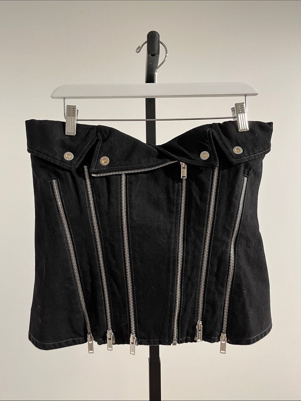 Dion Lee Black Denim Biker Corset